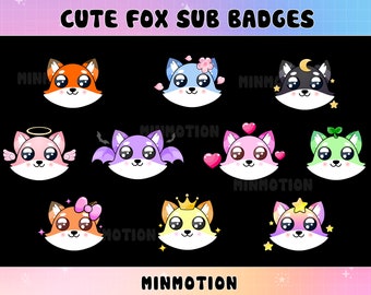 Cute Face Fox Twitch Tier Sub Badges/ Badges For Twitch / Fox Badges / Animal Emotes / Number Bit Badges / Gamer Graphics