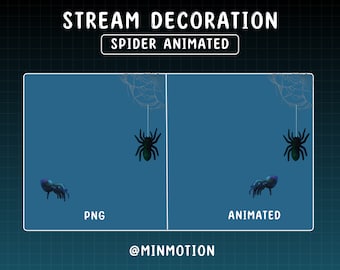 Animated Stream Decoration Spider Witch / Cute Witchcraft / Kawaii Ghost / Fall Sublimation / Halloween Animaton / Graphics For Streamer