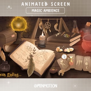 Animated Magic Ambience Twitch Stream Screen/ Tarot Books Twitch/Cozy Magic Witchy /Starting Soon /BRB /Stream Ending /Graphic For Streamer