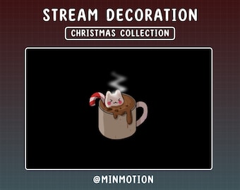 Animated Hot Cocoa/Christmas Collection Stream Dekoration/Tannenbaum/Ingwer Brot/Kerzen/Kawaii Ästhetik/Xmas Stream Add- On Overlay