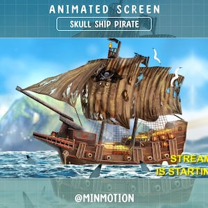 Animierter Schiff Pirate Twitch Screen / Sea Fantasy und Adventure Overlay für Streamer / Mystic Pirat / Beginn bald / BRB / Stream Ending