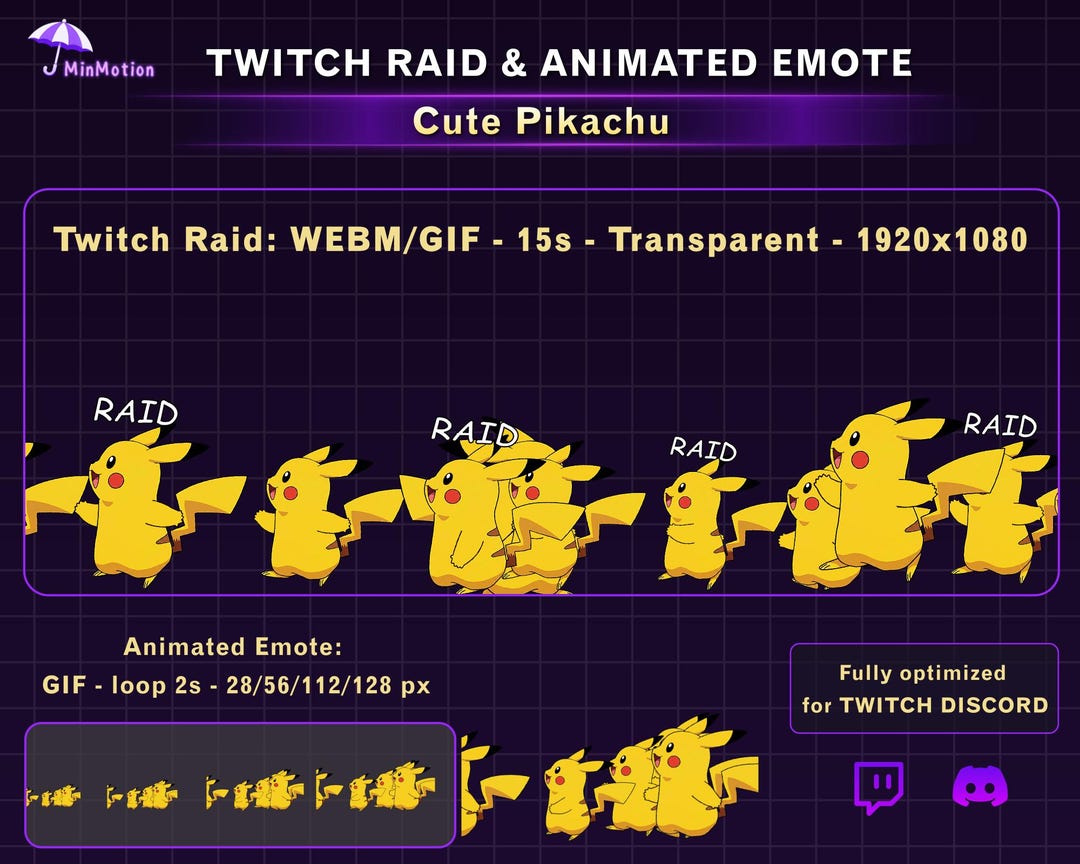 Animated Cute Pikachu Running Twitch Raid Alert, Funny Pikachu Stream ...