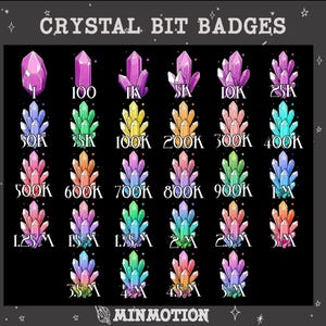 28x Crystal Gem Bit Badges / Complete Twitch Bit Badges Set / Twitch Bits Tier Badges / Evolving Gem/ Stream /Discord /Graphic For Streamer