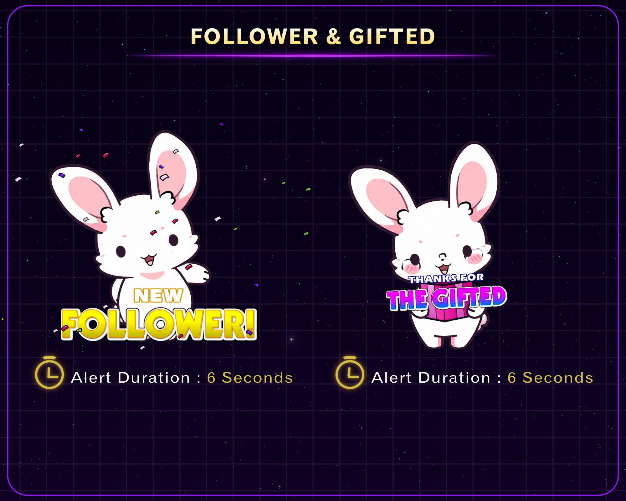 Animated Cute Bunny Twitch Alerts Pack, Bunny Mascot Alerts Bundle ...