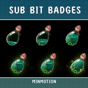 Green Potion Sub Badges / Magic Bottle Jar Twitch / Bit Badges For Twitch / Witch / Vial / Mystical / Cute Youtube / Graphic For Streamer