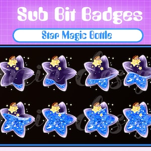 Magic Star Bottle / Blue Magic Star / Twitch sub / Bit Badge / Kawaii / Cute Star sub badge / Badges For Streamers / Streamer / Magic Star