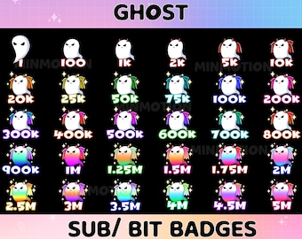 Gespenst Sub Abzeichen Twitch / Gespenst Spooky Witchy Bit Abzeichen /Number Bit Abzeichen / Halloween Geist Abzeichen für Twitch / Grafiken für Streamer