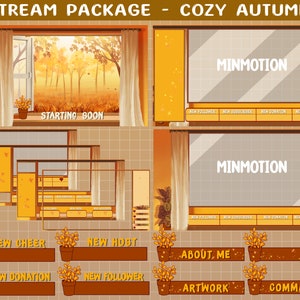 FULL ANIMATED Twitch Stream Package / Autumn Cozy Falls Season / Cute Twitch Overlay / Aesthetic / Animated Screens,Panels, Static Alerts
