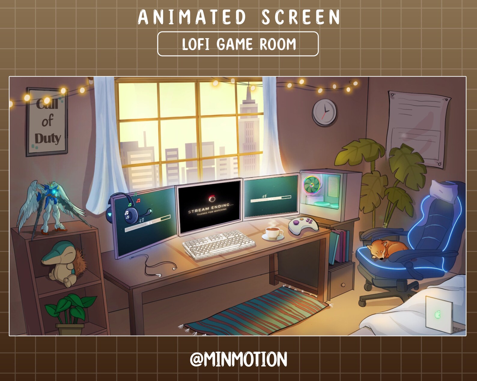 Animated Lofi Gaming Room Twitch Stream Screen / Lofi Aesthetic Gaming ...
