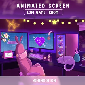 5x Twitch Animated Cozy Gaming Room Stream Screens / Lo-fi Aesthetic Gaming PC Room Scenes / Cherry Blossom Overlay / Cozy Kawaii Gamer Play