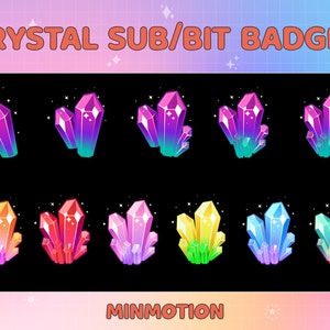 Twitch Crystal Gem Sub Badges / Quartz Cluster Twitch  /Purple Kawaii Sub Badges For Streamer / Streamer Graphics / Cheer Badges /  Gamer
