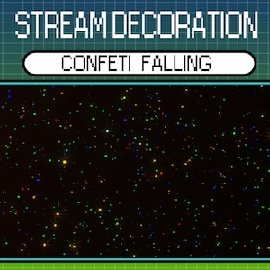 3 decoraciones animadas de transmisión con confeti superpuesto para fiestas, cumpleaños, Año Nuevo, papel brillante, Twitch, Mixer, Discord y transmisión.