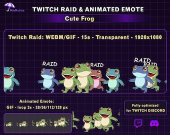 Alerta de Raid do Twitch com Sapo Animado Correndo, Animação Fofa de Raid com Emote de Sapo, Alerta Divertido do Twitch para Streamers