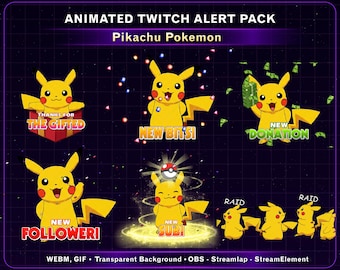 Pikachu Animated TwitchAlerts Bundle, süße 'Alives' - Emote für Twitch Kick Discord YouTube