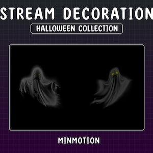 2x アニメーション ストリーム デコレーション ゴースト Twitch / かわいい魔術 / かわいいゴースト / 秋の昇華 / ハロウィーン アニメーション / ストリーマー向けグラフィックス