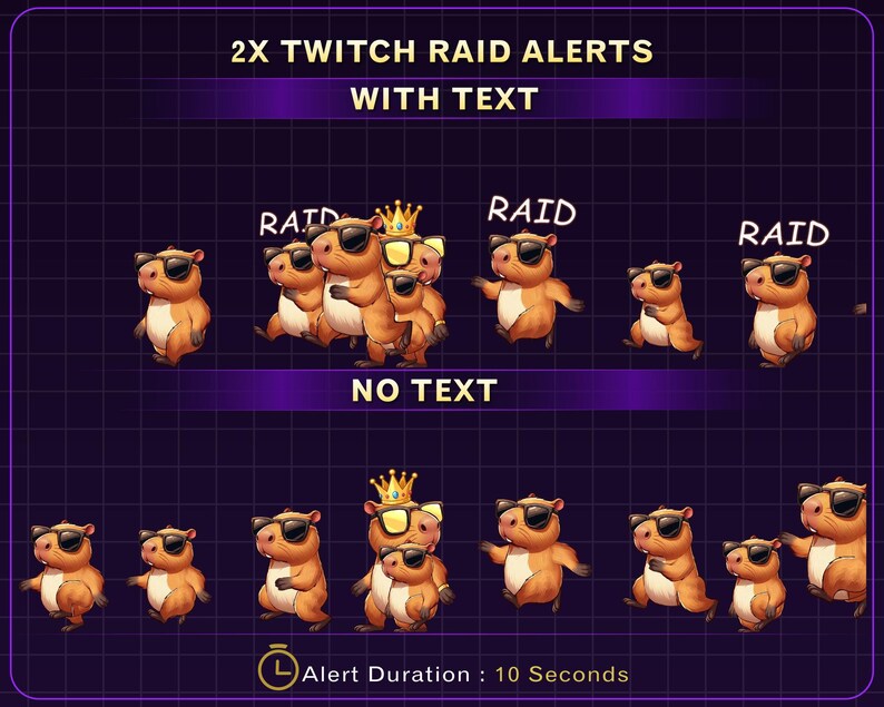 Animated Cute Capybara Twitch Raid Alert, Funny Capybara Emote, Funny ...