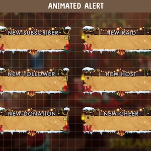 6x Animated Christmas Twitch Alert/ Xmas Lofi Overlay / Twitch Holiday / Cute / Kawaii / SubscriberDonation,Follow, Graphic for Livestream