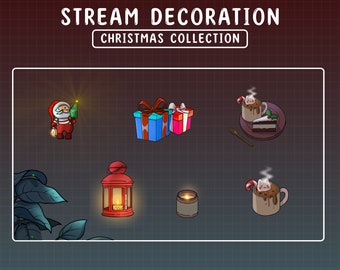 Animated Christmas Collection Stream Dekoration / Tannenbaum / IngwerBrot, Kerzen, Heiße Kakao, Xmas Stream Add-On Overlay