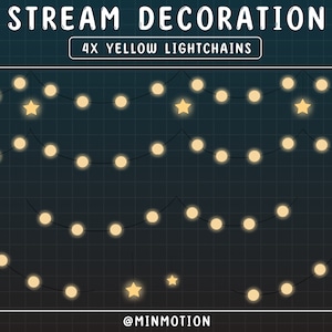 4x Animated Stream Decoration Warm Yellow Light Chains / String Lights / Party Lights / Cute Lover Cozy Theme / Kawaii Twitch Overlay