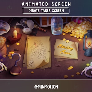 Animated Pirate Table Twitch Screen / Sea Fantasy and Adventure Overlay For Streamer / Sea Of Thieves / Graphics For Streamer