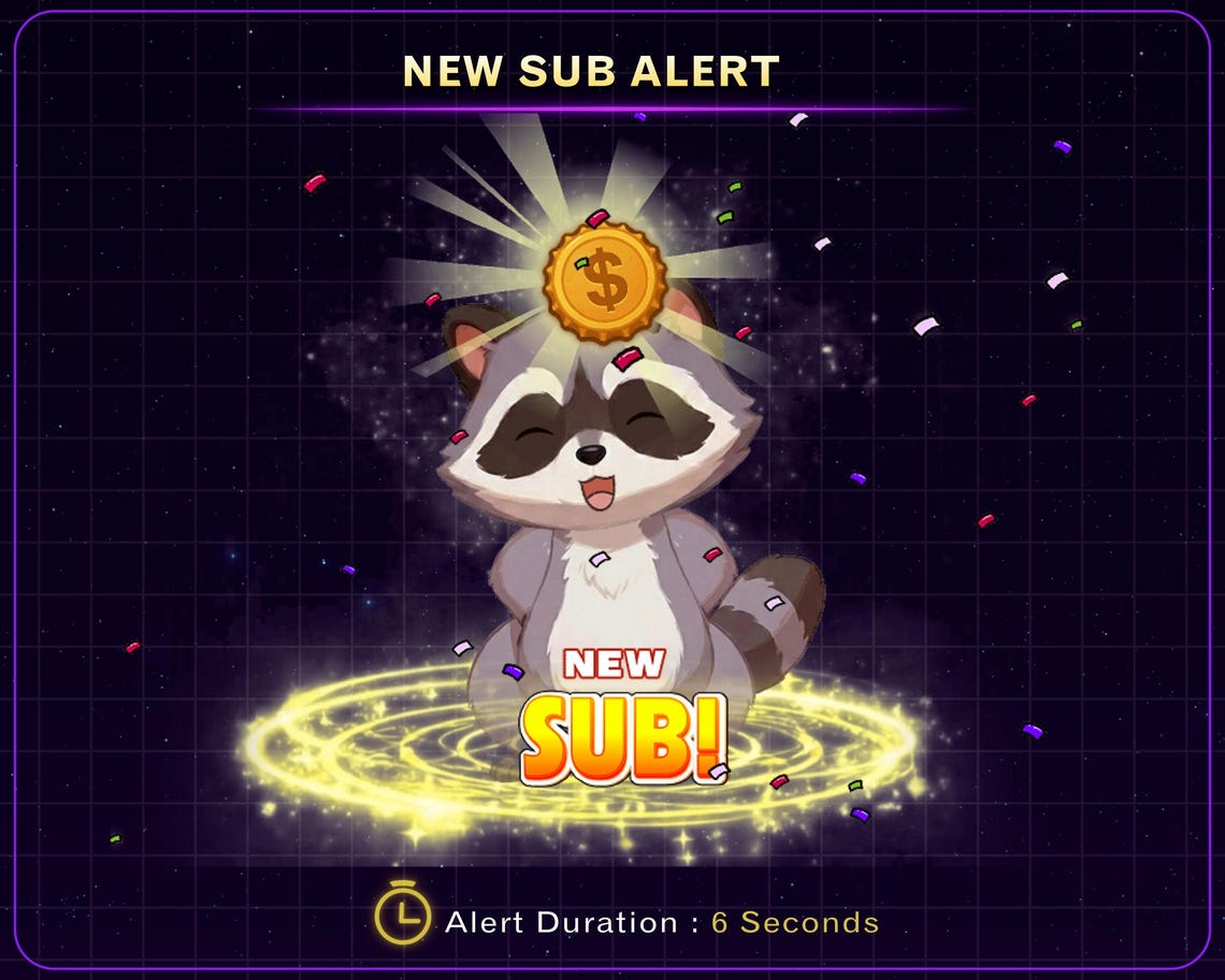 Animated Cute Raccoon Twitch Alert Pack, Raccoon Alert Bundle, Funny ...
