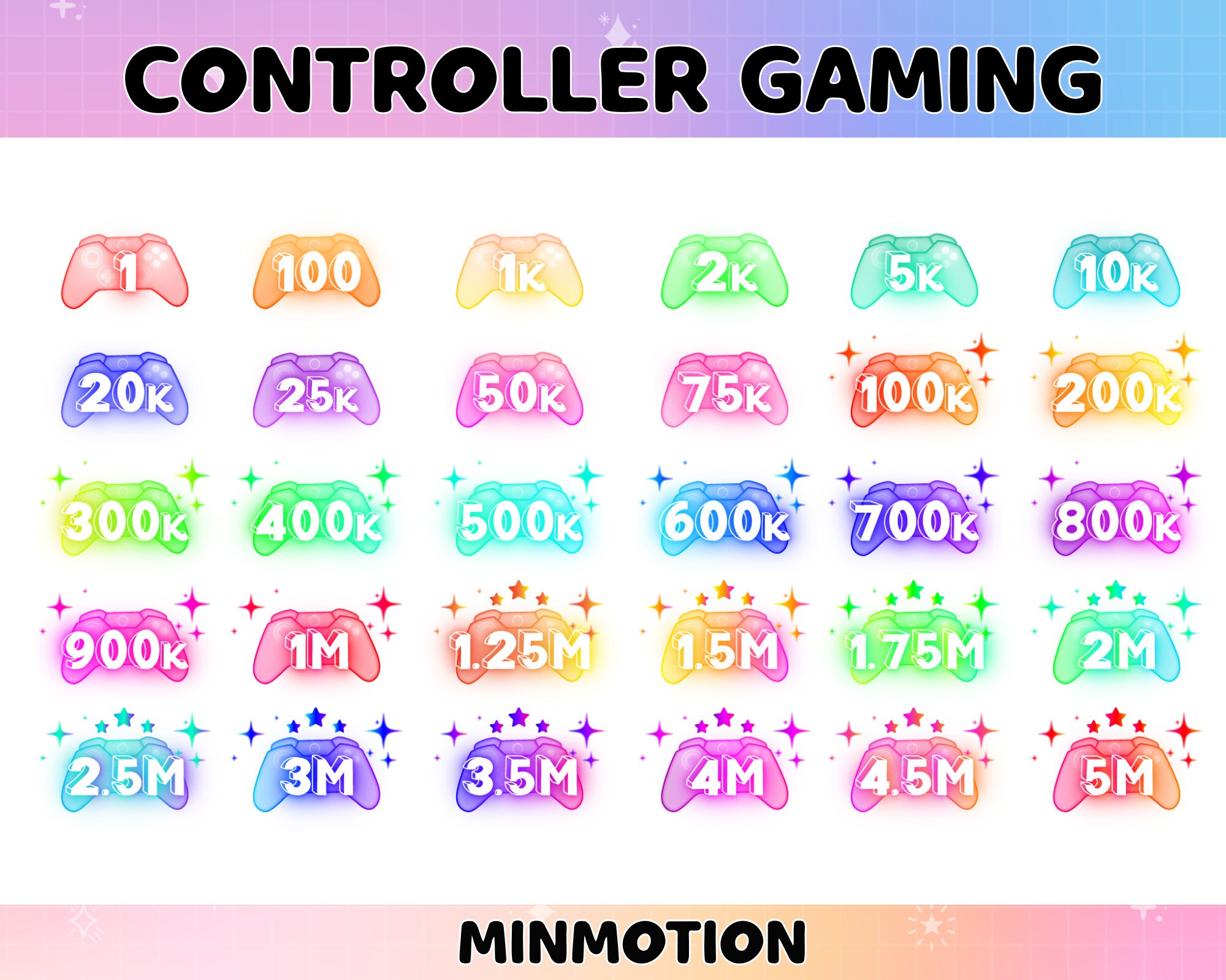 30x Controller Gaming Twitch Tier Bit Badges/ Complete Twitch Bit ...
