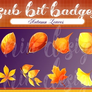 Herbst Blätter Twitch Sub Badges & Cheer Bit Anstecker / Herbst Saison / Stream Abonnent Abzeichen / Ahorn / Eiche / Espen / Linden / Niedliche Emotes