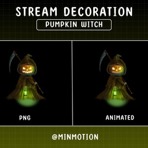 Animated Stream Decoration Pumpkin Witch / Cute Witchcraft / Kawaii Ghost / Fall Sublimation / Halloween Animaton / Graphics For Streamer