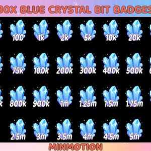 30x Blue Crystal Gem Bit Badges / Complete Twitch Bit Badges Set / Twitch Bits Tier Badges / Twitch Emote / Stream / Discord
