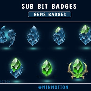 Crystal Gem Stones Twitch Sub Badges / Crystal / Diamond / Pulse Gem Twitch Loyalty / Gem Sub emotes / Metallic / Badges For Streamers