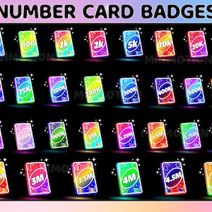 30x Number Card Bit Badges / Complete Twitch Bit Badges Set / Twitch Tier Badges / Number Bit Badges / Gamer Graphics Active