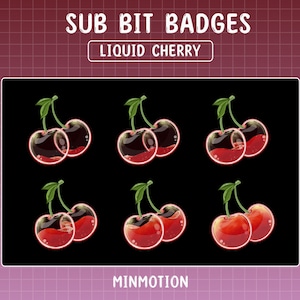 Liquid Cherry Twitch Sub Bit Badges / Fruits Twitch Overlay / Kawaii Magic Cherries / Pretty / Cute Badges For Streamers / Gamer / Discord