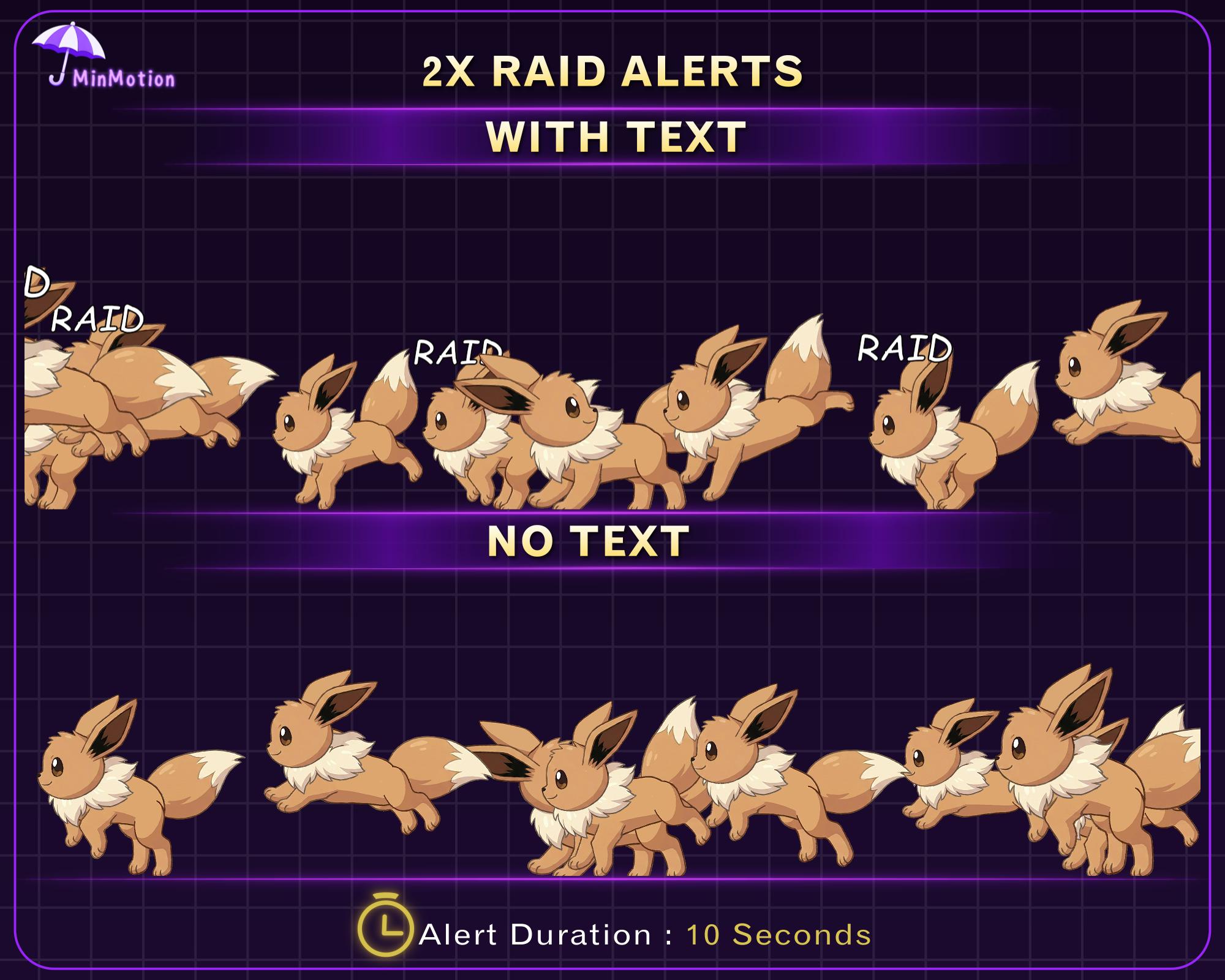 Animated Pokemon Eevee Stream Alert Pack, Cute Eevee Raid Twitch Alert ...