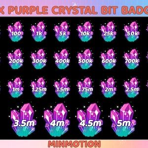 29x Crystal Gem Bit Badges / Complete Twitch Bit Badges Set / Twitch Bits Tier Badges / Twitch Emote / Stream /Discord /Graphic For Streamer