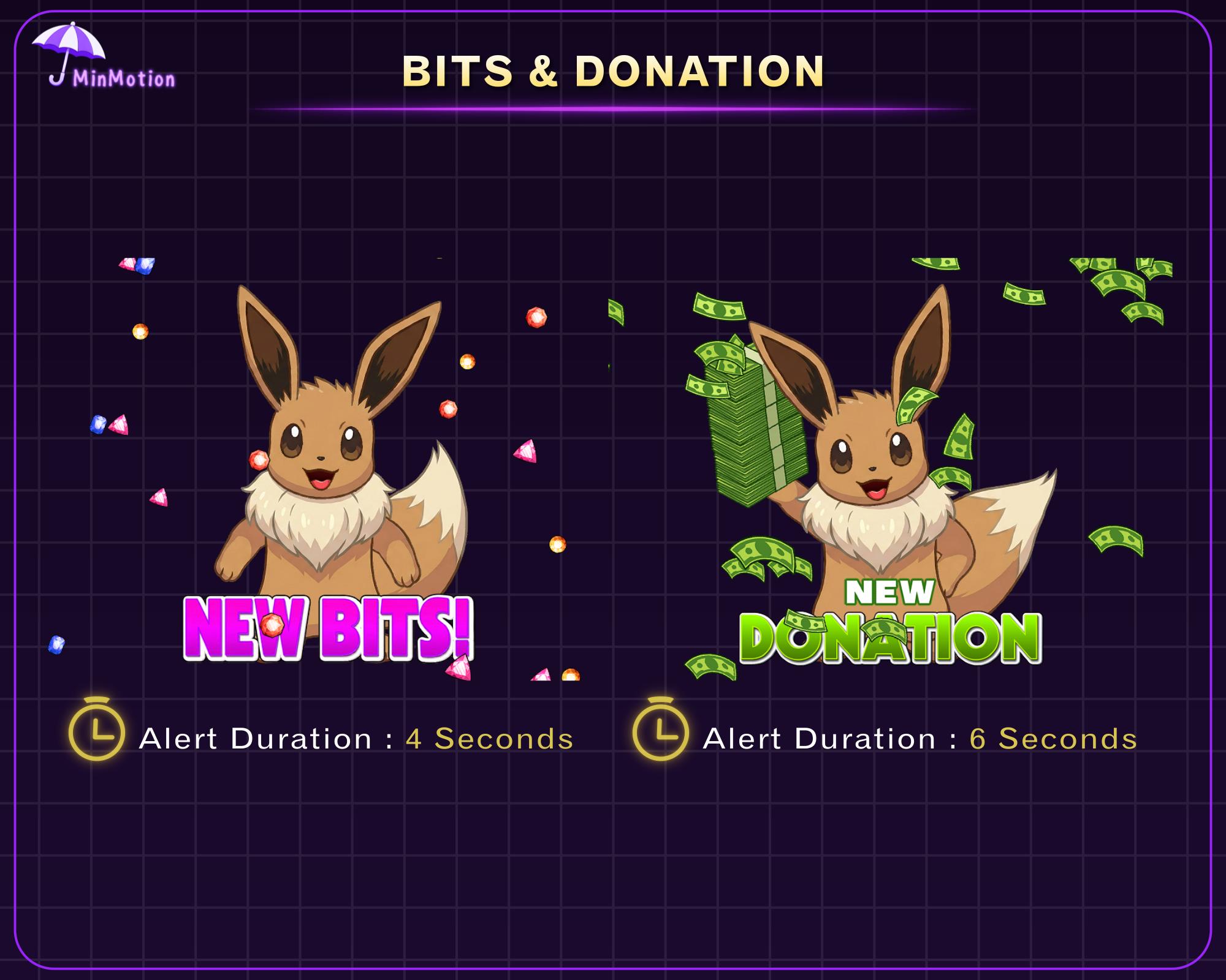 Animated Pokemon Eevee Stream Alert Pack, Cute Eevee Raid Twitch Alert ...