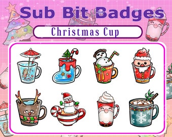 Merry Christmas Cup Badges / Holiday Kawai Emoji / Xmas Cup Christmas / Hot Chocolate / Bubbe Tea / Red Cup Coffee