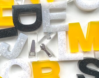 Construction themed alphabet letters