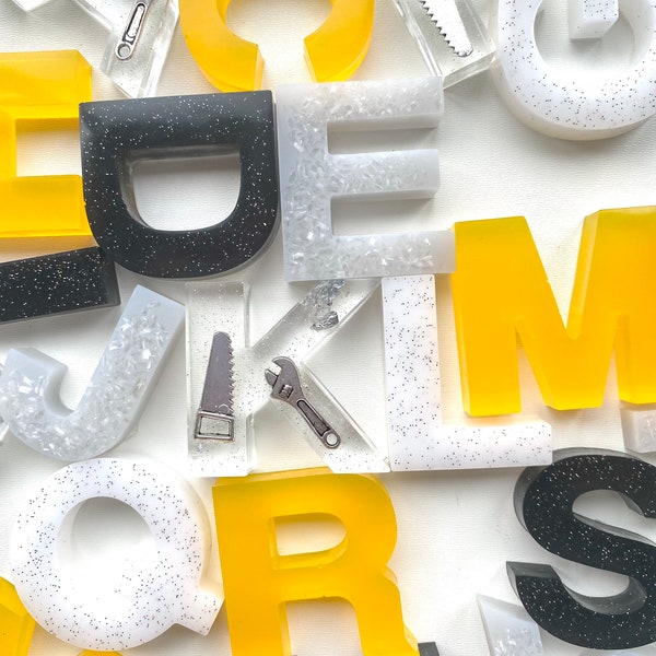Construction themed alphabet letters