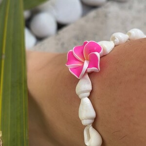 Beach Ocean Hawaiian Flower Real Conch Sea Shell Small White Cowrie Natural Whelk Puka Handmade Boho Summer Anklet