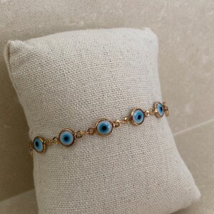 Evil Eye, Mati, Nazar Lucky Eye Protection Gold Chain Bracelet