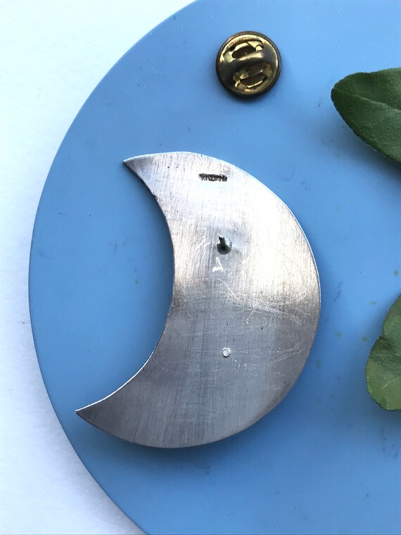 Designer Silver Crescent Moon Statement Brooch, M… - image 7
