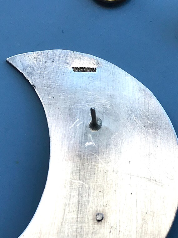 Designer Silver Crescent Moon Statement Brooch, M… - image 6