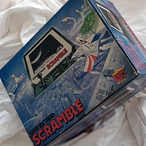 GRANDSTAND, &quot;Scramble&quot;, &quot;Astro Command&quot;, boxed complete, LSI, VFD handheld game console, 80s retro collectors item, backlit screen, Epoch