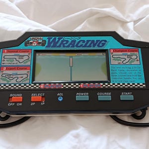 BANDAI, &quot;W-Racing&quot;, &quot;Wracing&quot;, lcd multiplayer handheld, portable game, vintage lcd game, bandai joystick game, collectors item, 1984