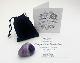 15th Birthday Crystal, Crystal for a 15th birthday gift, Amethyst tumble stone for a 15th birthday,Extra large Amethyst crystal for 15 years