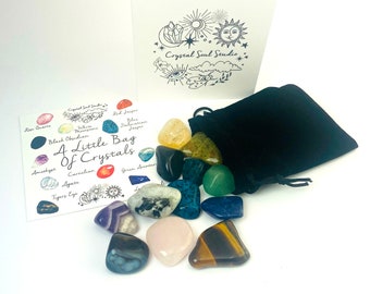 Set di cristalli, piccolo sacchetto di cristalli, cristalli regalo, 100 g di cristalli misti, cristalli regalo incantevoli, cristalli per un regalo di compleanno, cristalli Tumble