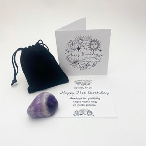 21.Geburtstags Kristall, Kristall für ein 21.Geburtstag Geschenk, Amethyst Trommelstein für 21.Geburtstag, extra großer Amethyst Kristall für 21 Jahre