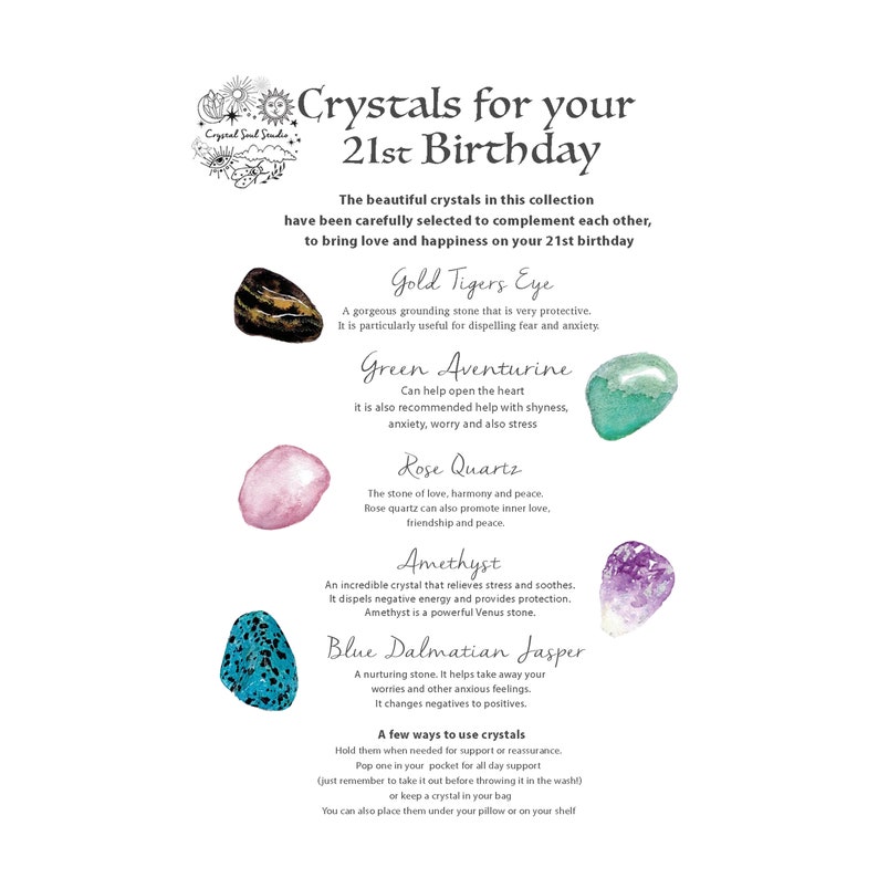 Crystals for 21st Birthday 21st Birthday Crystal Set Reiki. - Etsy