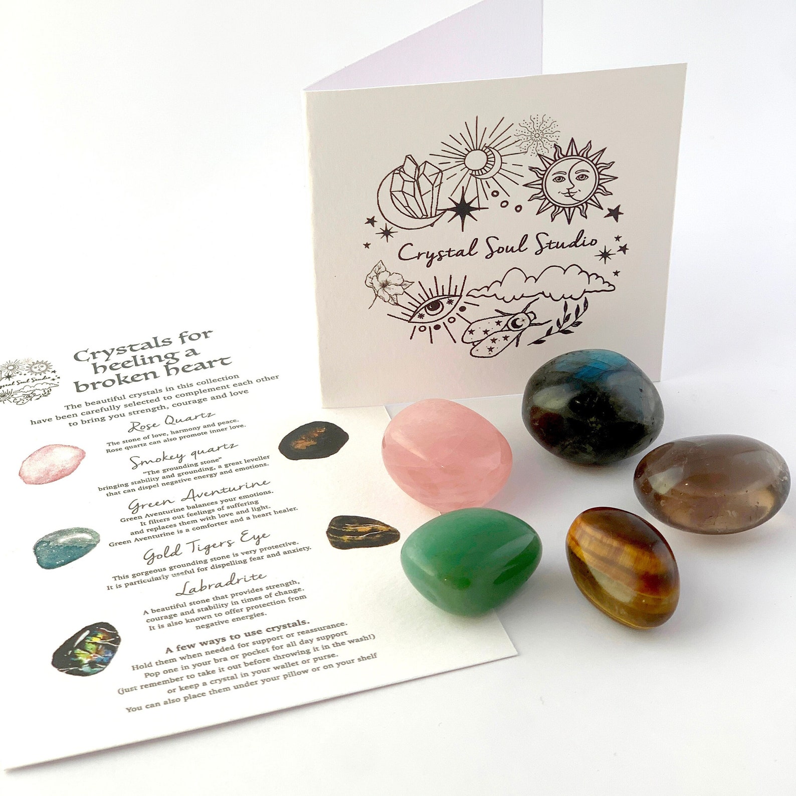 Crystal Set for Healing a Broken Heart,crystals for Broken Heart, Reiki. Chakra Crystals