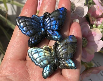 2" Natural Labradorite Butterfly,Quartz Crystal Butterfly,Crystal Heal,Home decoration,Crystal Sculpture,Mineral specimen,Crystal Gifts